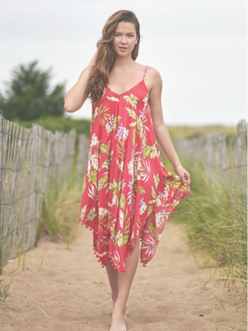 Goa Beachwear Handkerchief Hem Dress by Japna Size S Floral Boho Vacation Cruise